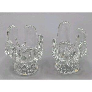 VTG Kosta Boda Goran‎ Warff Sunflower Glass Candleholders Set of 2 1970's Sweden